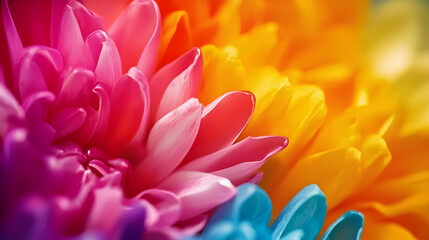 Fototapeta premium Vibrant close-up of colorful flower petals blending together in harmony