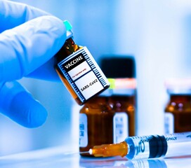 Vaccine bottles and syringes for injection preventing SARS-CoV2.
