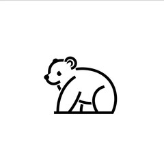 Fototapeta premium A Line logo creativity with a combined shape of Asiatic Black Bear black and white color scheme vector white background