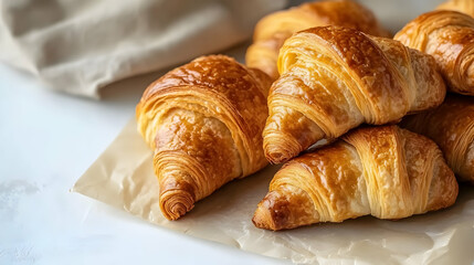 Golden Croissant Bakery Image: A Delicious Close-up of Buttery, Flaky Pastries