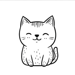 Obraz premium coloring page for kids simple doodle of cat positively cute bubbly personality simple design simple outline bold outline wide outline white background clean line art