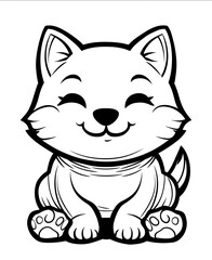 coloring page for kids shiba inu cartoon style thick line low detail no shading