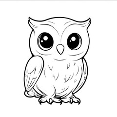 illustration coloring page for toddlers cartoon style white baby owl simple clear lines white background