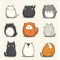 Japanesestyle cute animal line characters that look stupid