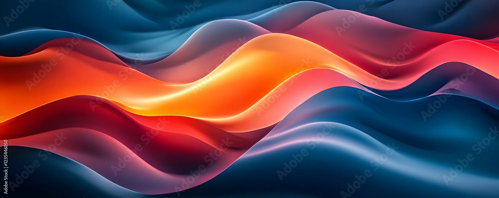 Poster abstract wave patterns in vibrant colors flowing seamlessly across the canvas