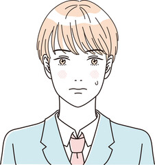 ビューティー　さわやかな制服の男子学生の上半身のイラストレーション