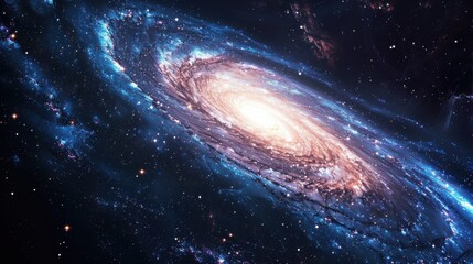 Obraz premium View of a stunning spiral galaxy and surrounding stars from space