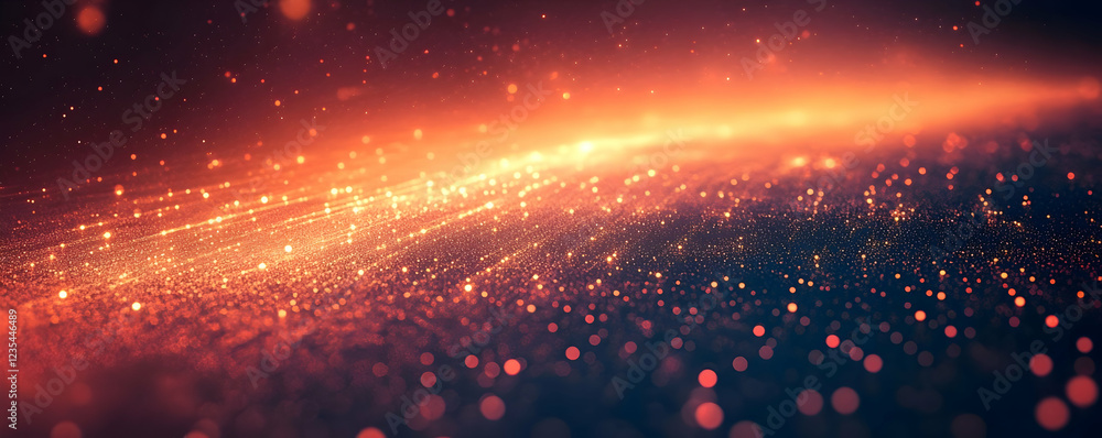 Poster abstract representation of glowing particles in motion with vibrant colors