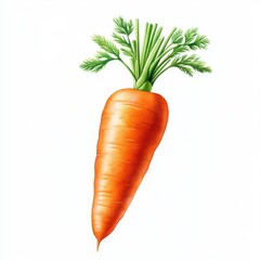 Fresh and Vibrant Carrot with Green Leaves on White Background for Culinary or Organic Food Projects