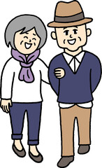 散歩する老夫婦