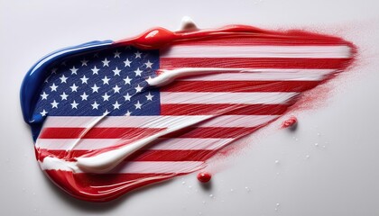 Obraz premium American Flag Painted on a White Surface