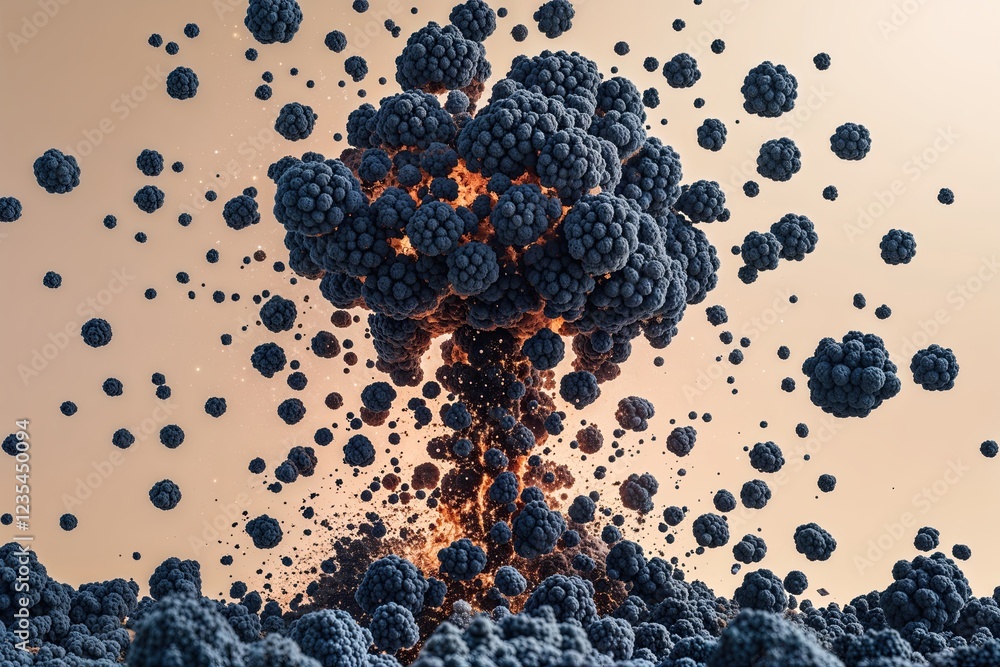 Wall mural abstract carbon particle explosion in ethereal background
