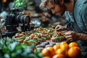 Food blogger films avocado toast