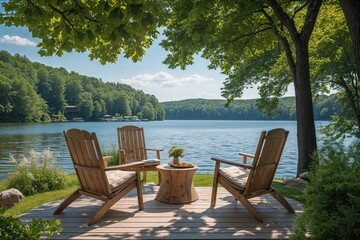 Obraz premium Summer Lakeside Retreat for Tranquil Escape into Nature