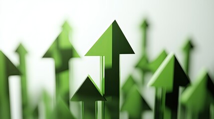Minimalistic upward arrows in vibrant green on a white background, emphasizing growth, achievement, and positivity.
