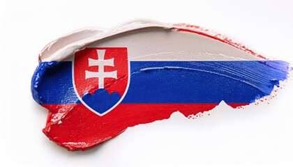 Slovakia Flag Paint Smear on White Paper