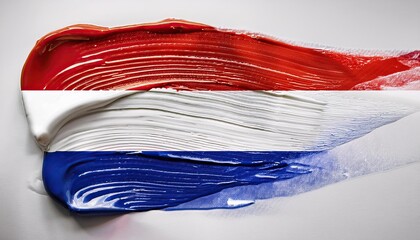 Vivid Brushstroke of Netherlands Flag Colors on Canvas