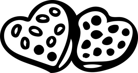 black and white heart cookies vector
