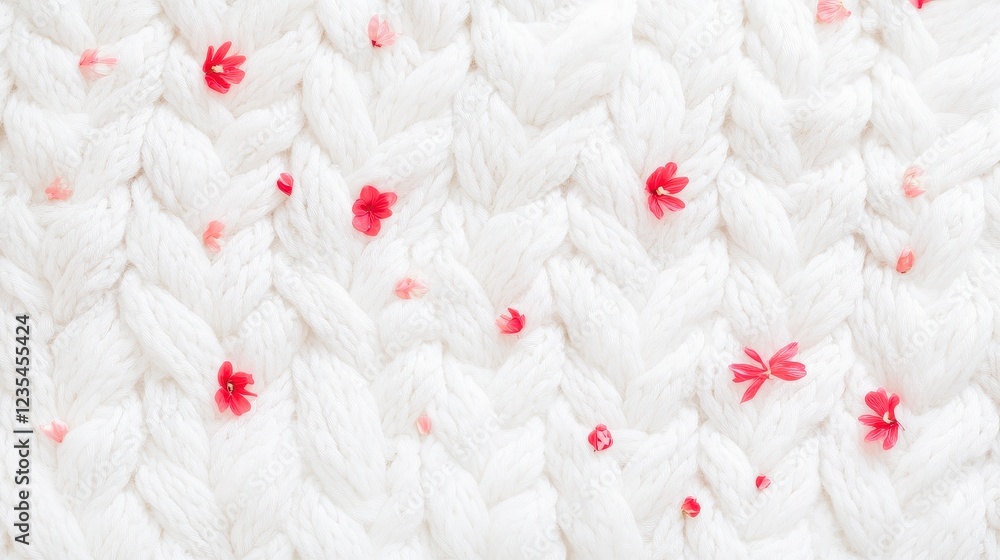 Aufkleber a textured white fabric with small pink accents, creating a visually appealing and intricate pattern