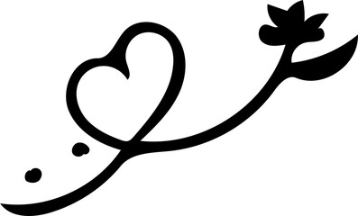heart with flower sketch doodle art