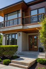 Fototapeta premium Modern Architectural House Exterior: Luxury Home Design and Real Estate