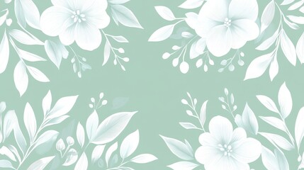 White Floral Design on a Mint Green Background