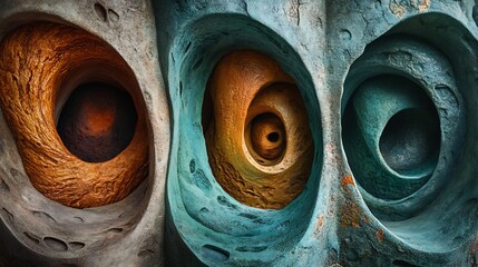 Abstract swirling stone textures richly colored warm and cool tones. AI Generated