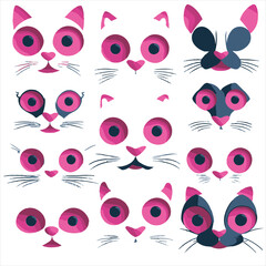 Fototapeta premium Minimalist blank expression cat vector, perfect for pet-related designs, stickers, branding, and social media. High-quality, clean line art with a neutral feline look, ideal for various creative proje