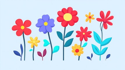 A Colorful Collection of Stylized Flowers in Bloom