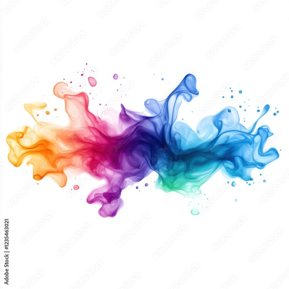 Poster colorful abstract splash of ink or paint with flowing patterns and fluid art design elements