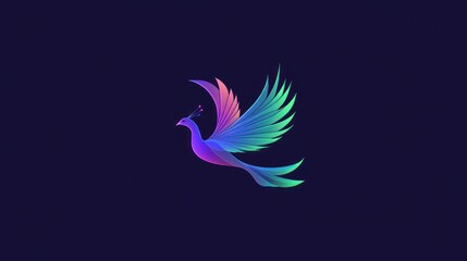 Obraz premium Colorful bird in flight, dark background, graphic design, website banner