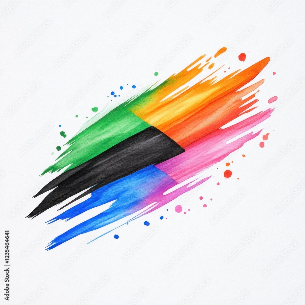 Poster colorful abstract shapes with dynamic brush strokes and vibrant splashes on light background