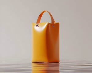 Orange Leather Handbag 3D Render Minimalist Product Illustration
