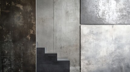 Abstract Concrete Textures and Minimalist Staircase Detail
