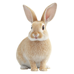 Obraz premium Cute fluffy rabbit with large ears sitting on a white background
