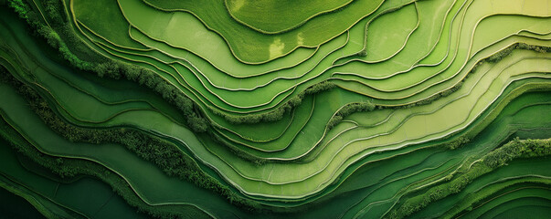 Abstract organic green lines as wallpaper background illustration. Background with natural terraces viewed from a bird’s-eye perspective