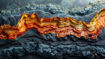 Naklejka premium Vibrant layered rock formation showcasing earth’s geological beauty