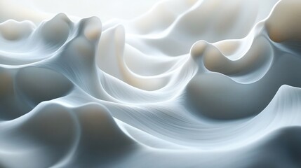 Obraz premium Softly glowing cream swirls gently create an ethereal abstract landscape. AI Generated