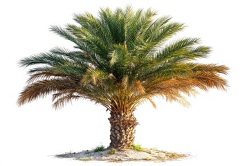 Date palm tree, sunny day, sand, isolated, tropical background, website design
