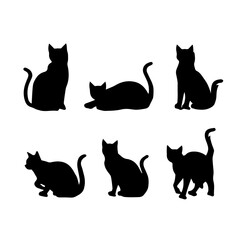 a group of cat vector silhouette.