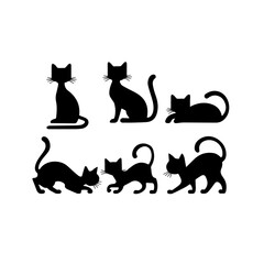 Naklejka premium a group of cat vector silhouette.