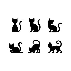 a group of cat vector silhouette.