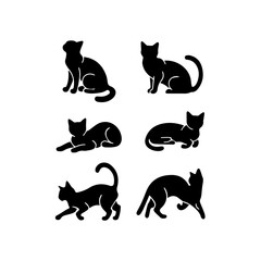 a group of cat vector silhouette.