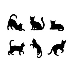 a group of cat vector silhouette.