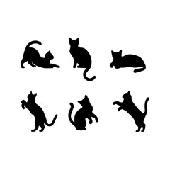 a group of cat vector silhouette.