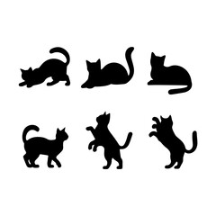 a group of cat vector silhouette.