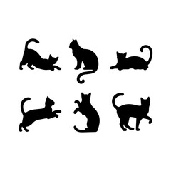 a group of cat vector silhouette.