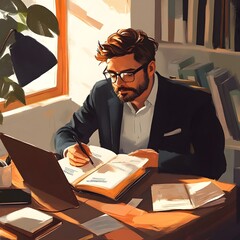 Focused Business Leader Working on Personal and Professional Growth