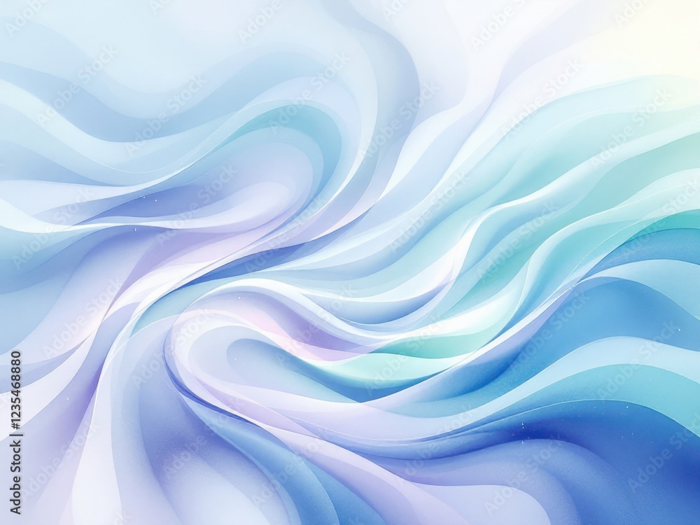 Poster abstract flowing waves in soft pastel colors with smooth gradient pattern
