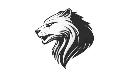 Obraz premium Angry wolf head profile, white background, logo design